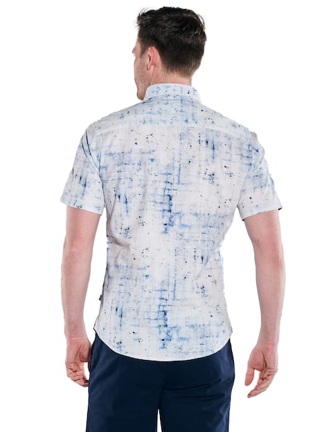 engbers Herren Kurzarm-Hemd gemustert , Brilliantblau