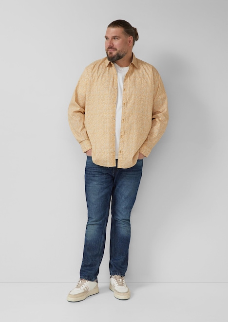 Hemd aus Baumwollstretch mit All-over-Print