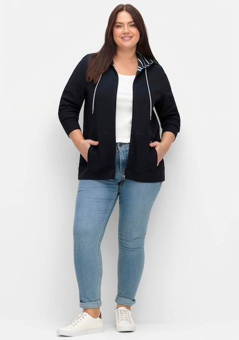 Sweatjacke Langarm Uni Mit Kapuze
