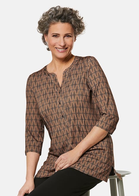 Figurschmeichelndes Drucktunika-Shirt