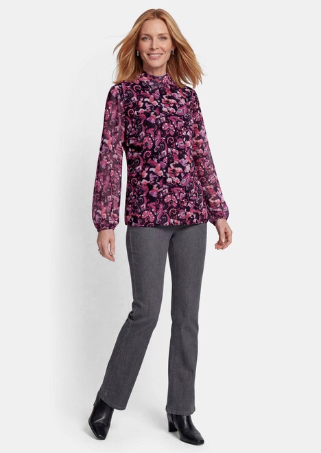 Mesh-shirt met paisley-print