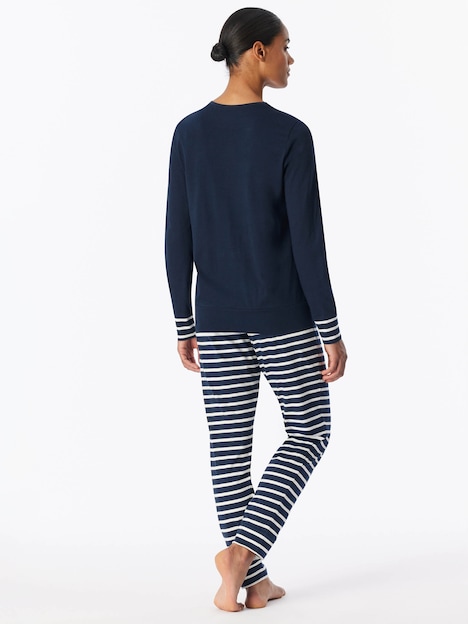 Schiesser Damen Pyjama Casual Essentials - nachtblau