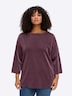 Sweatshirt Sweatshirt aus Glitzergarn 3/4-Arm Uni Ohne Kragen