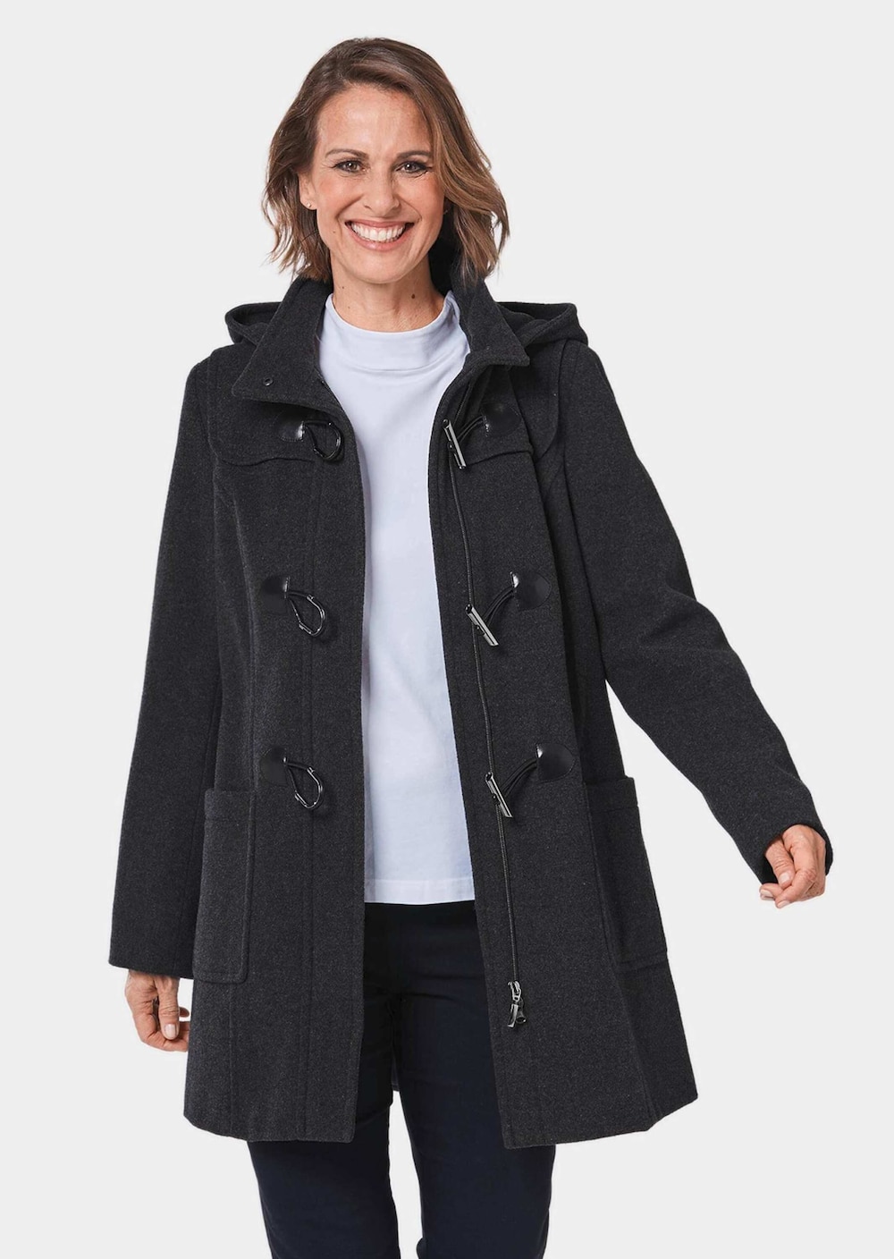Woll-Dufflecoat mit Kaschmirwolle