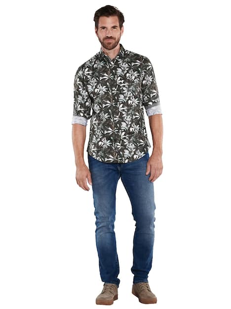 engbers Herren Langarm-Hemd gemustert , Petrolgruen