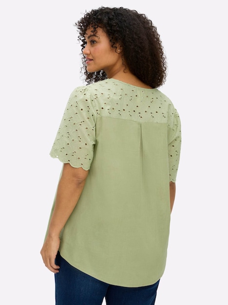 Kurzarmbluse Kurzarm Ohne Kragen