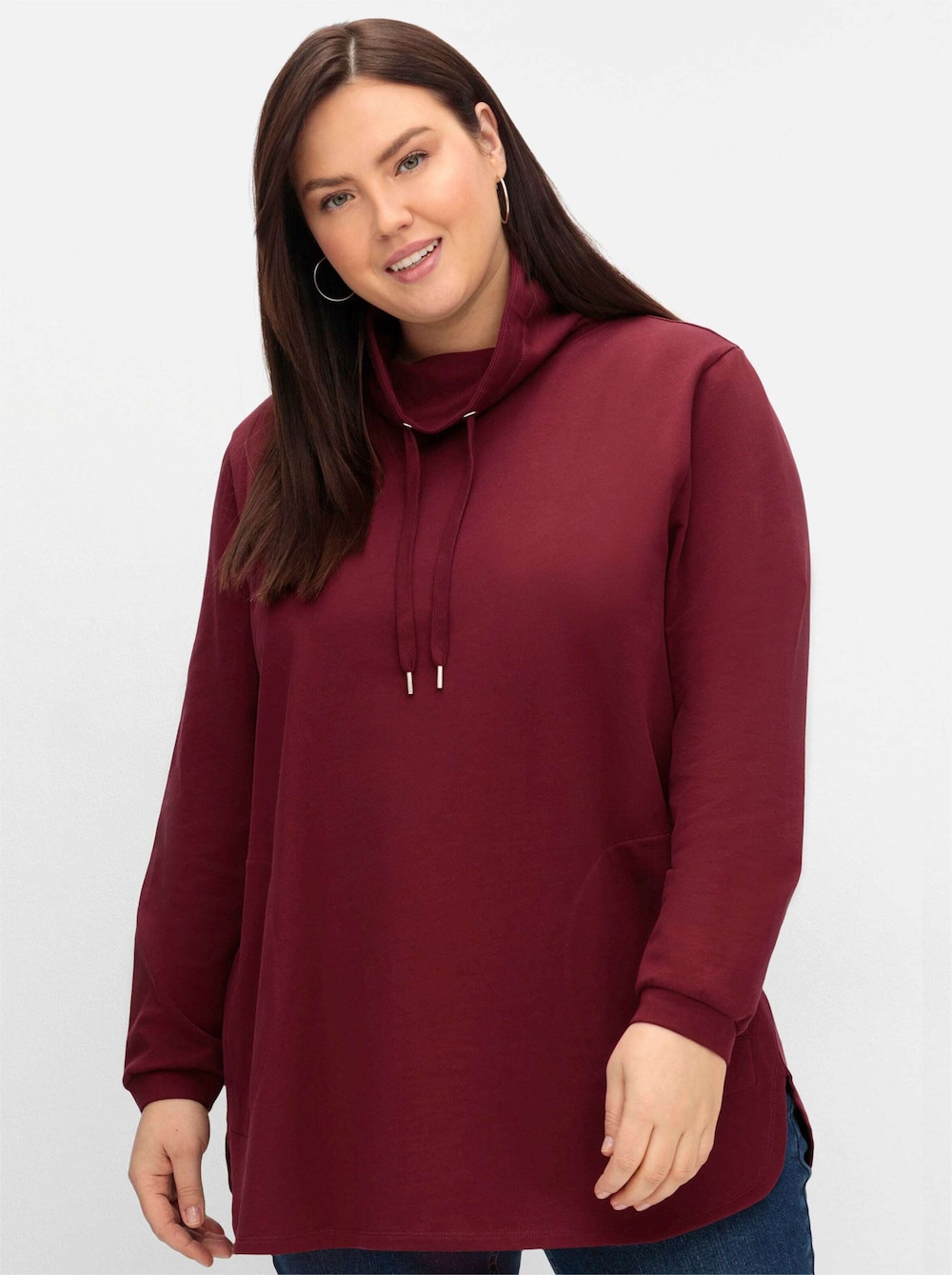 Sweatshirt Langarm Uni Stehkragen
