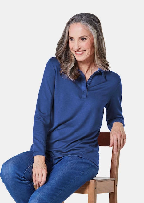 Langarm Poloshirt mit Schmuckband an Knopfleiste