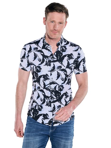 engbers Herren Kurzarm-Hemd gemustert , Anthrazit