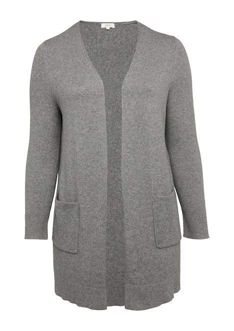 Lange Strickjacke mit Rippbündchen