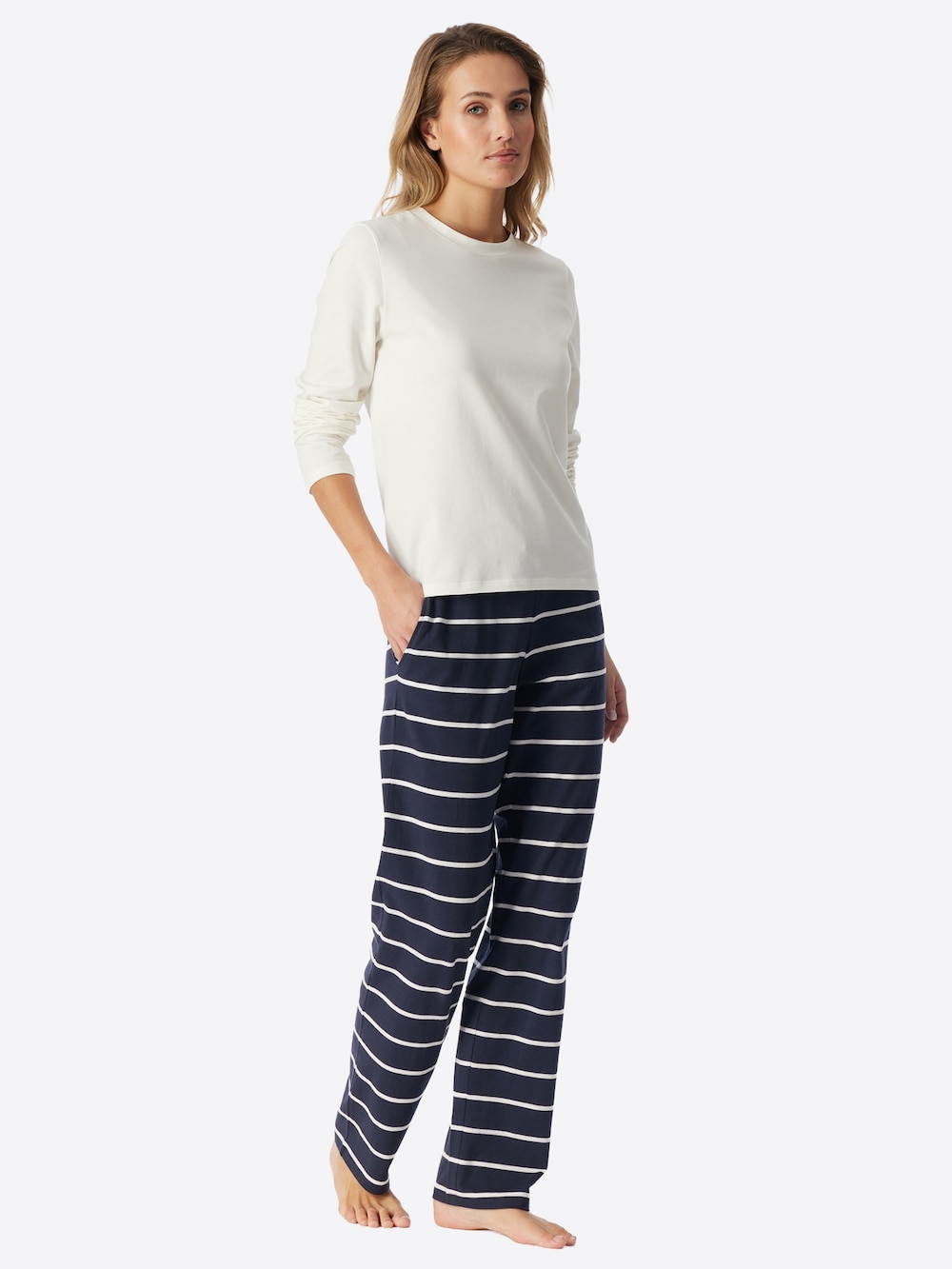 Schiesser Damen Pyjamaoberteil Mix Relax naturweiss