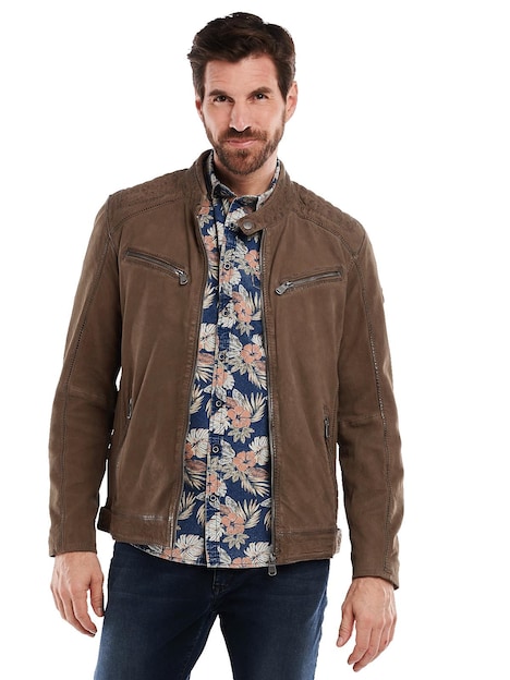 Herren Lederjacke regular , Braun