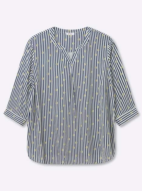 3/4-Arm-Bluse 3/4-Arm Ohne Kragen