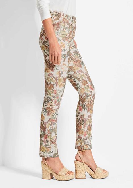 Florale Stretchhose in Slim Fit
