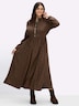 Kleid A-Linien-Kleid mit Leoprint Langarm Blusenkragen