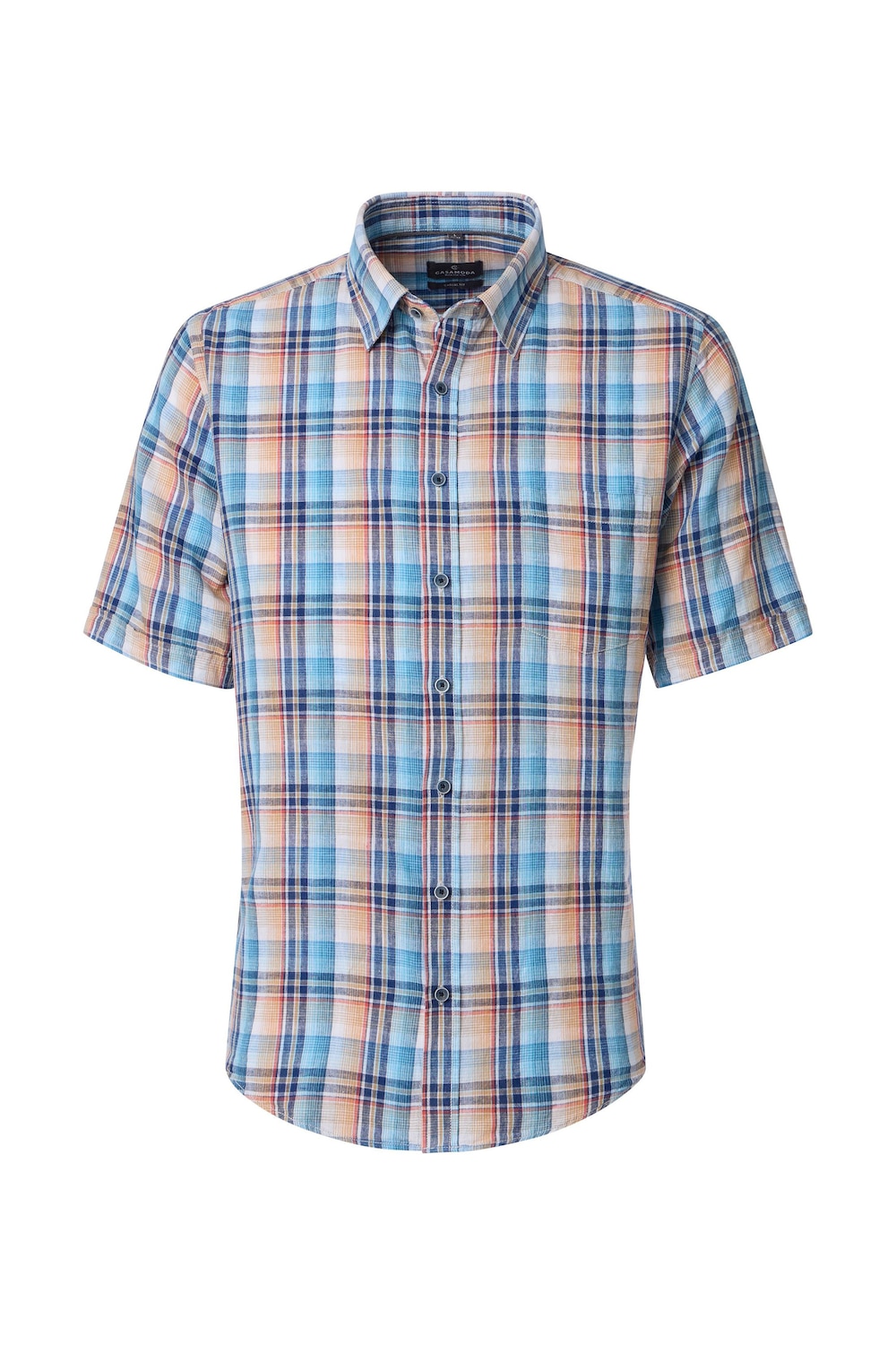 Leinenhemd Kurzarm kariert Casual Fit