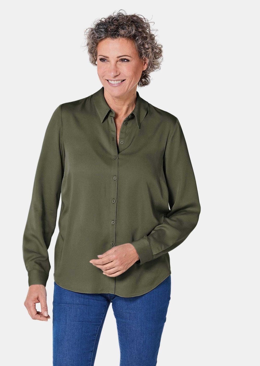 Hemdbluse mit durchgehender Knopfleiste
