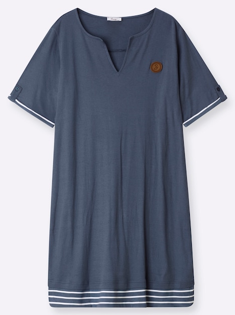 Jersey-Kleid Kurzarm Ohne Kragen