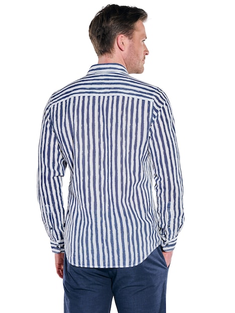 Herren Streifenhemd in Leno-Ware , Marineblau