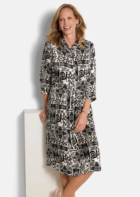 Viskosekleid mit Bicolor-Print