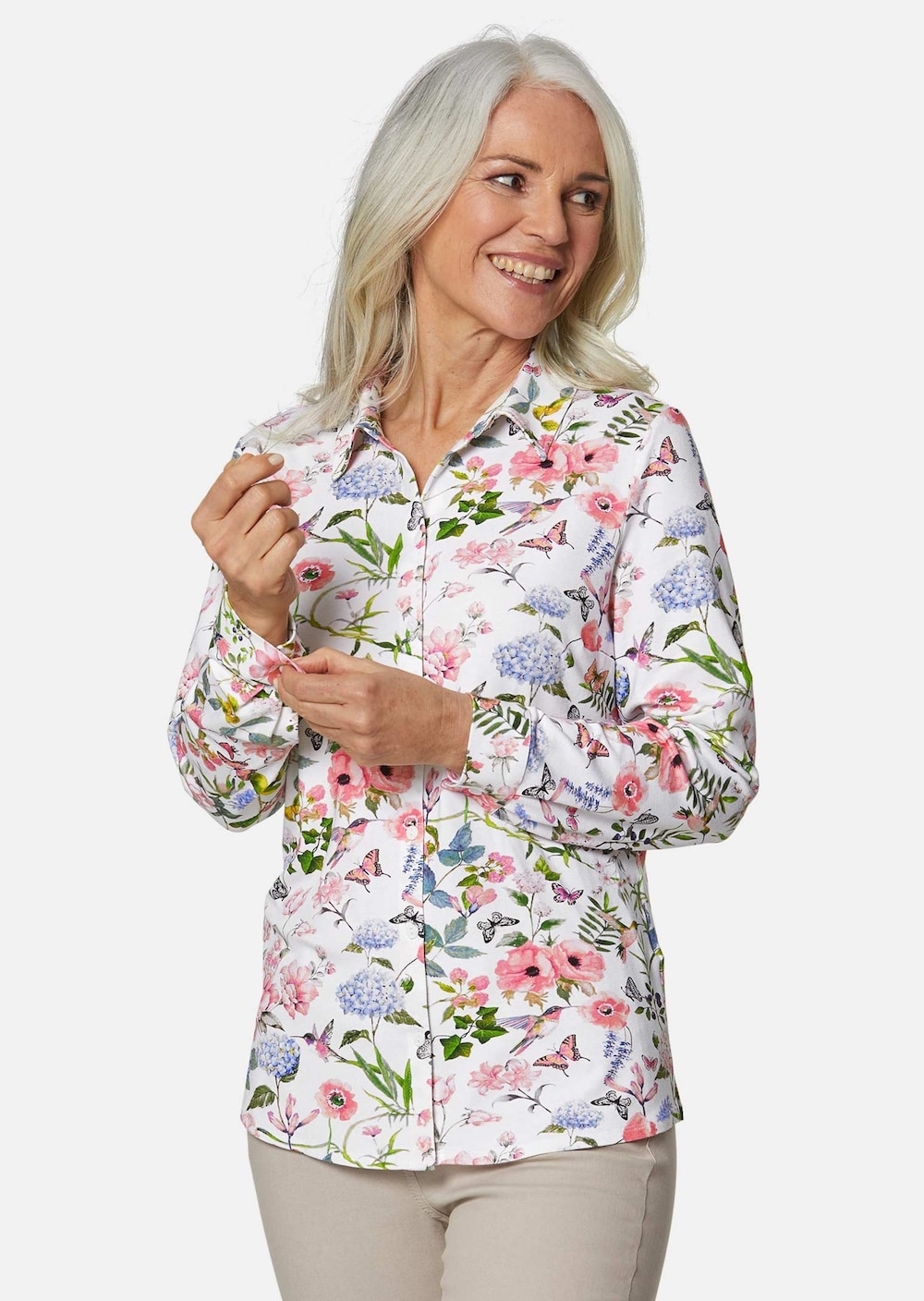 Ausdrucksstarke Jerseybluse mit Stretchanteil