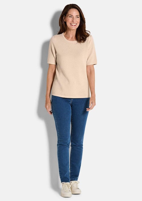 GOLDNER Trui Pullover met korte mouwen en stippenmotief