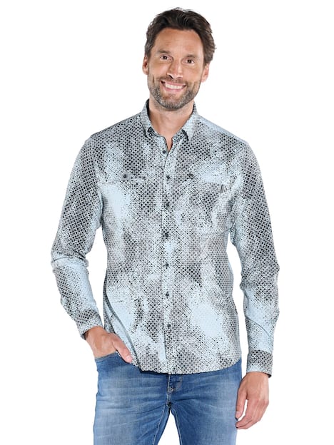 engbers Herren Langarm-Hemd gemustert , Saphirblau