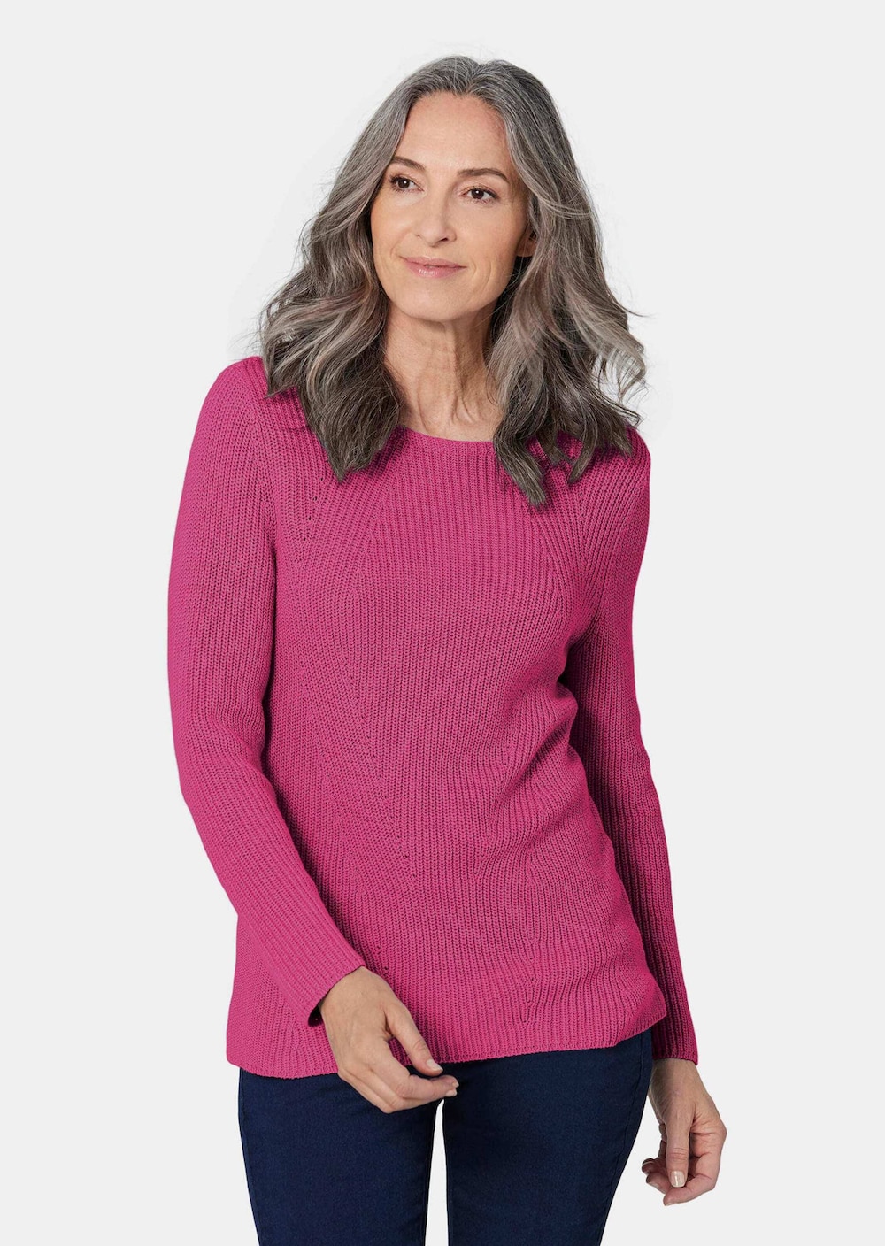 Figurschmeichelnder Pullover aus reiner Baumwolle