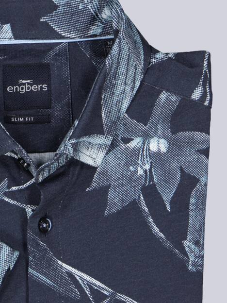 engbers Herren Kurzarm-Hemd gemustert , Marineblau