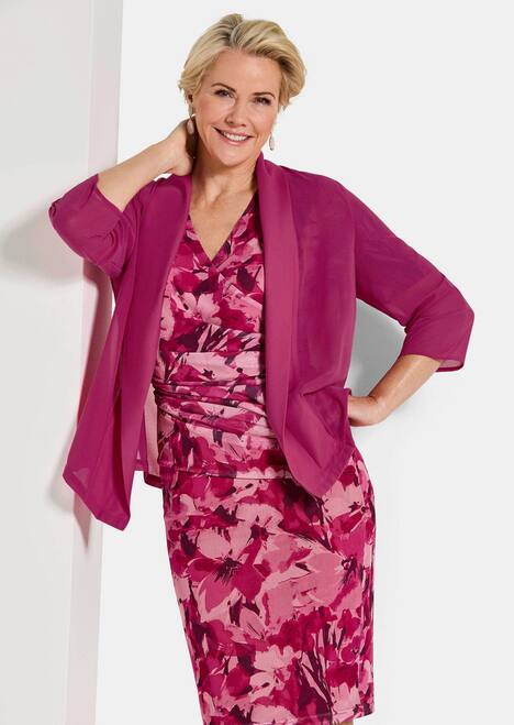 Blaue leichte Jacke mit Schalkragen, Halbarm