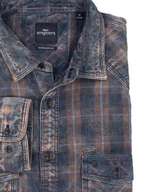 engbers Herren Langarm-Hemd kariert , Rostorange