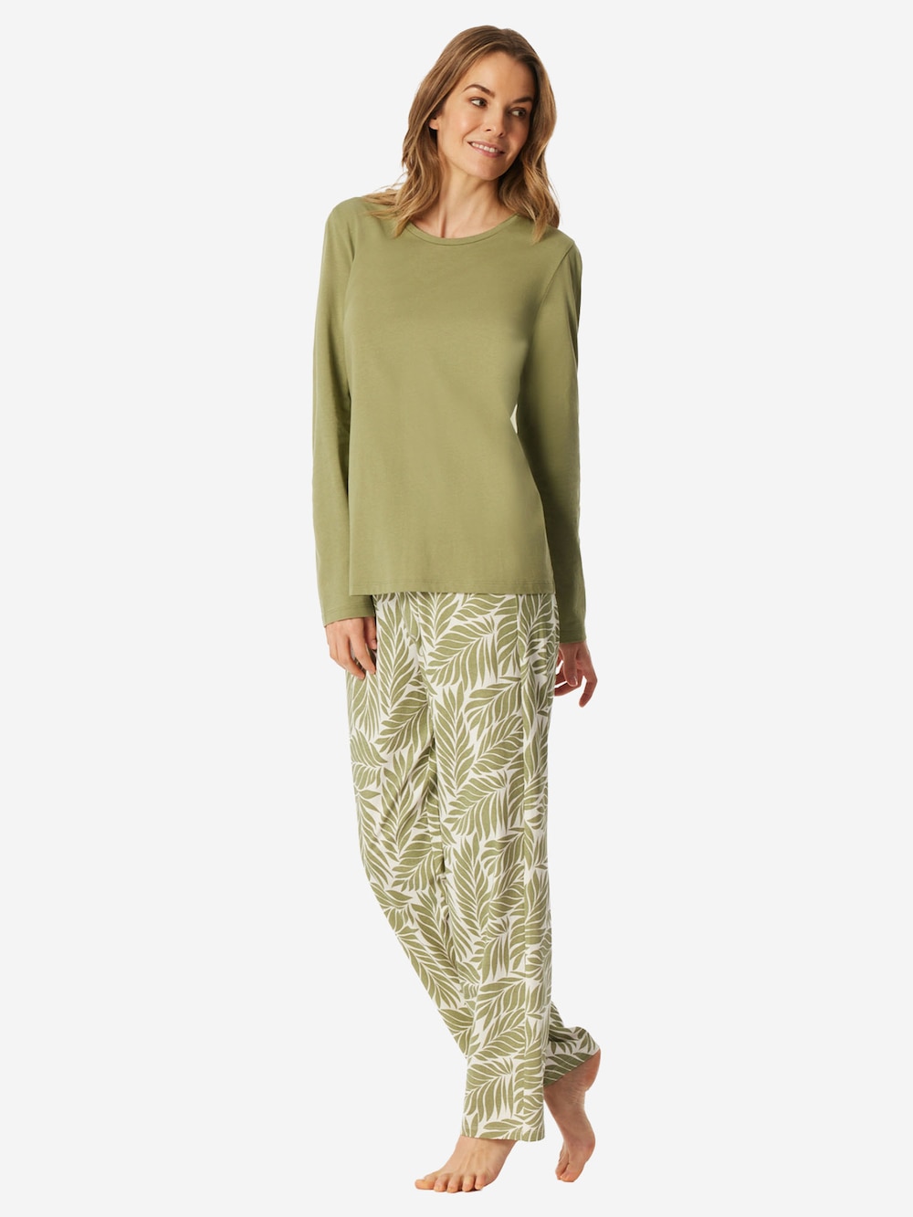 Schiesser Damen Pyjama Comfort Essentials linde