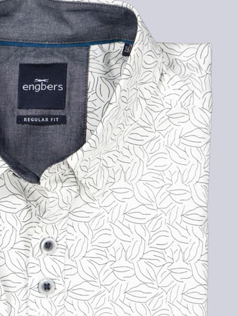 engbers Herren Langarm-Hemd gemustert , Naturweiss