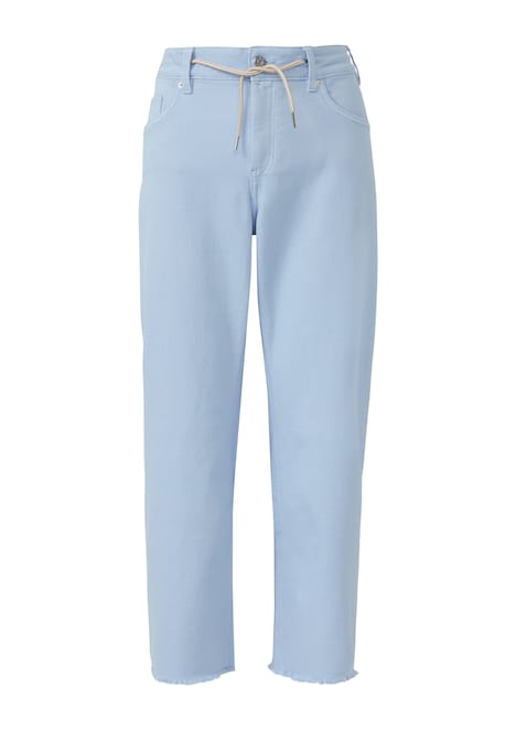 Cropped-Jeans / Mid Rise / Straight Fit / offener Saum