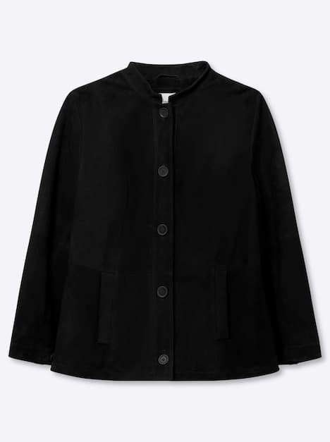 Leder-Jacke Langarm Stegkragen