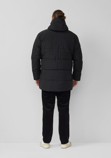 Wasserabweisender Puffer-Parka mit Kapuze und sportiven Details