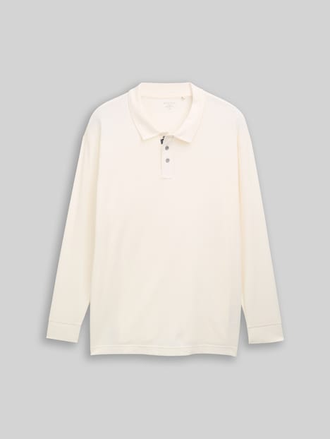 Langarm Poloshirt mit Waffelstruktur