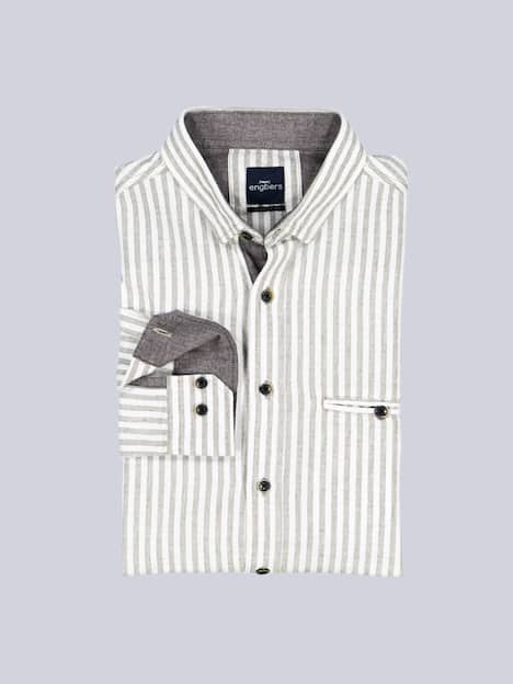 engbers Herren Langarm-Hemd gestreift , Oliv