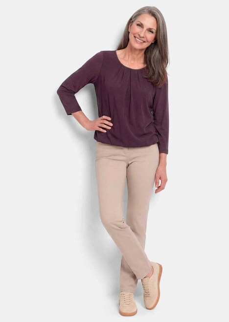 Chiffon-Shirt mit 3/4-Arm, Rundhals