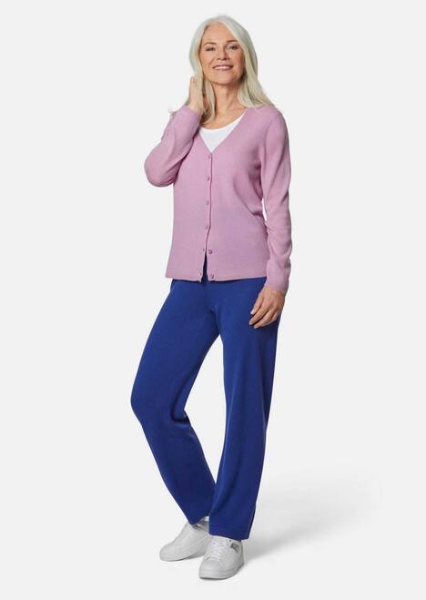 Weiche Kaschmirstrickjacke mit V-Ausschnitt