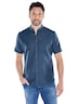 Herren Kurzarmhemd mit Jacquard-Musterung , Saphirblau