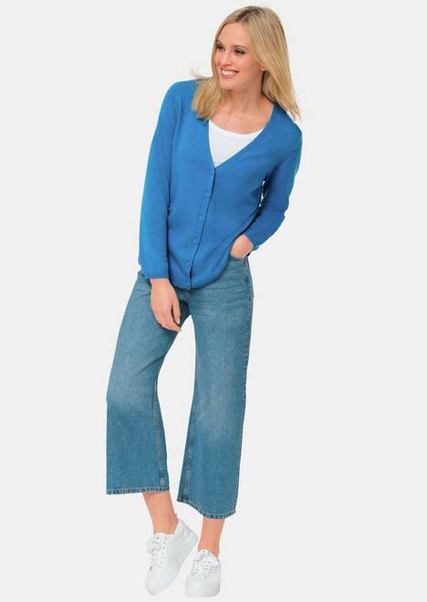 Weiche Kaschmirstrickjacke mit V-Ausschnitt