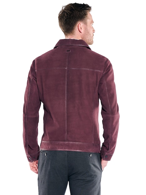 Herren Lederjacke aus Lammleder in Velouroptik , Bordeaux