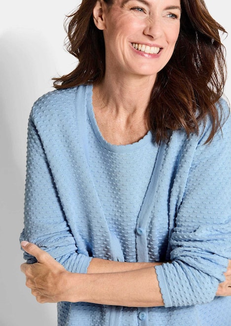 Baumwoll-Feinstrickjacke, Langarm