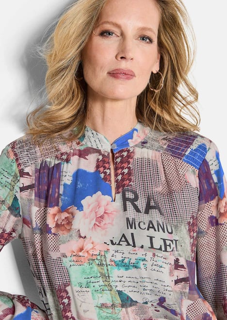 GOLDNER Blouse met print Blouse met een opstaande kraag van viscose-satijn