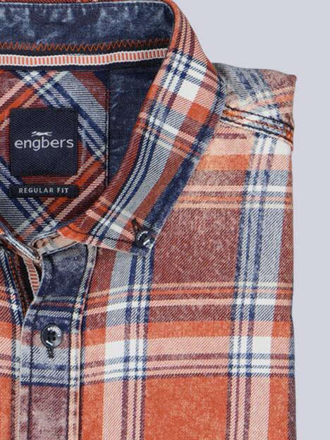 engbers Herren Langarm-Hemd kariert , Orange