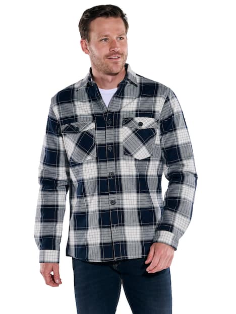 engbers Herren Overshirt kariert , Marineblau