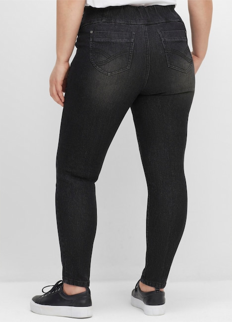 Schlupfjeans Jeggings mit breitem Gummibund Rundumdehnbund Uni