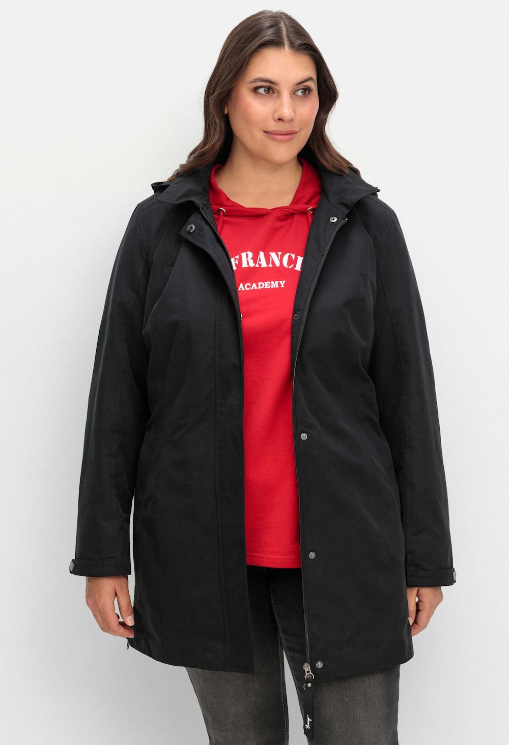 Outdoorjacke Parka in wasserabweisender Qualität Langarm Uni Umlegekragen