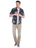 Herren Kurzarmhemd mit floralem Muster , Saphirblau